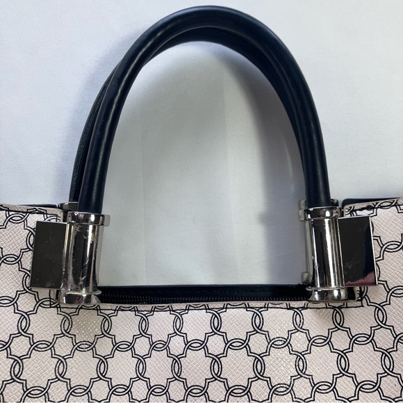 Ivanka Trump Black and Cream Structured Monogram Bag - Picture 5 of 16